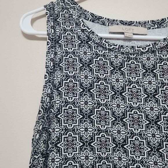 Loft Black and White Sleeveless Shift Dress Women's Size Medium - Picture 2 of 4